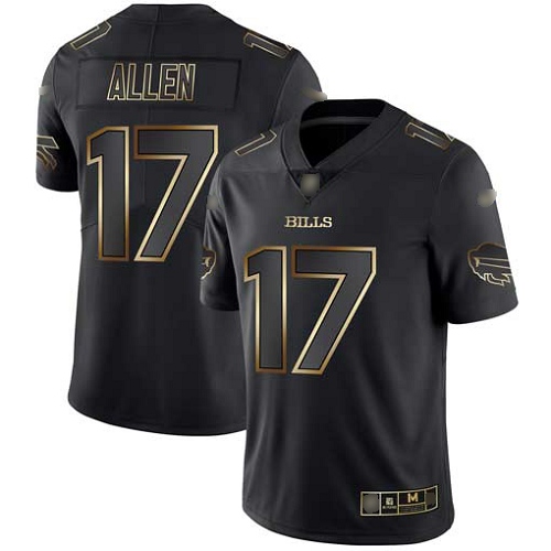 Men Buffalo Bills #17 Josh Allen Black Gold Vapor Untouchable Limited NFL Jersey